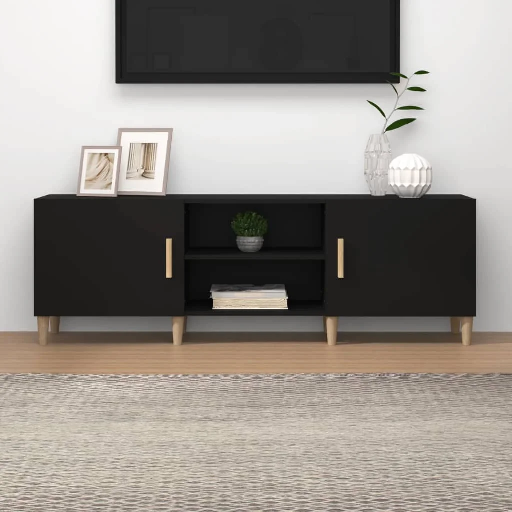 TV stolík čierny 150x30x50 cm spracované drevo