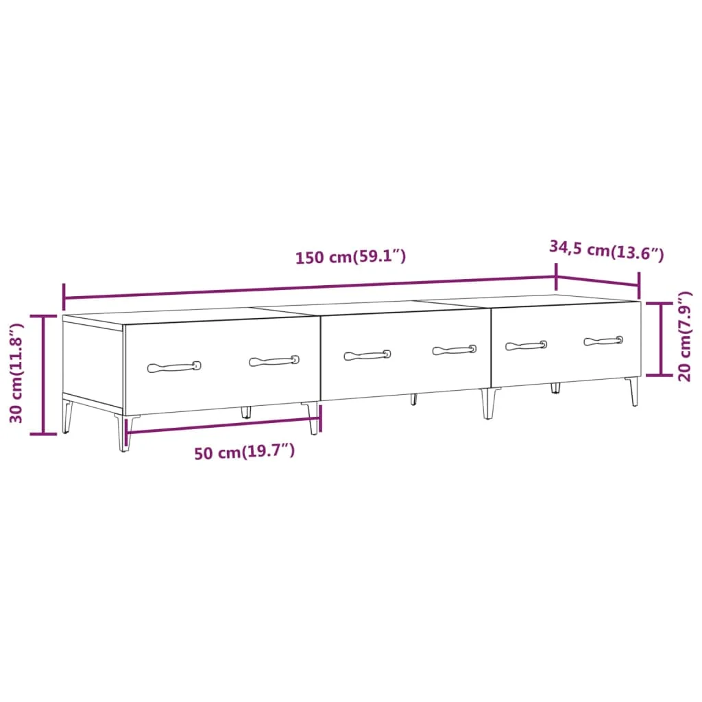 TV stolík betónovo sivý 150x34,5x30 cm spracované drevo