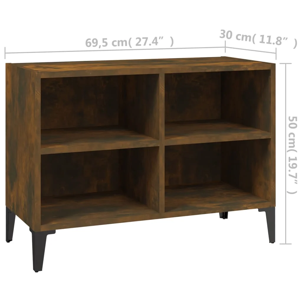 TV stolík s kovovými nohami tmavý dub 69,5x30x50 cm