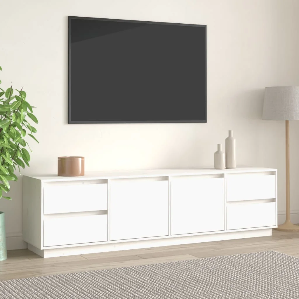 TV skrinka biela 176x37x47,5 cm masívna borovica