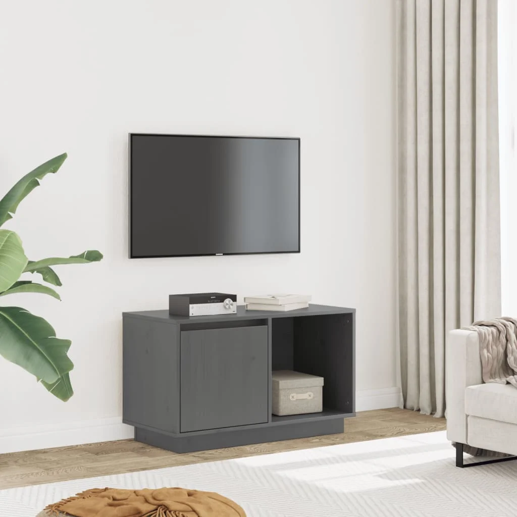 TV skrinka sivá 74x35x44 cm masívna borovica