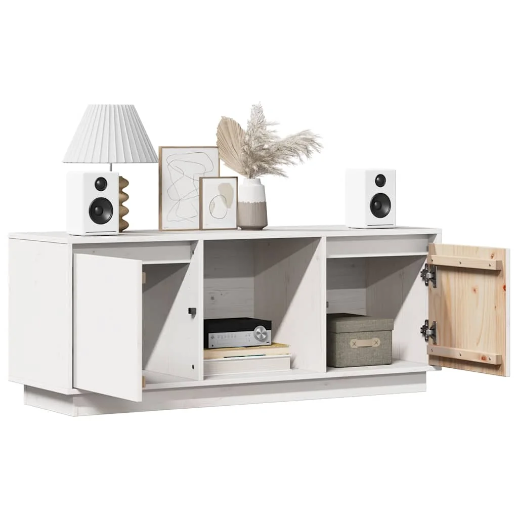 TV skrinka biela 110,5x35x44 cm masívna borovica