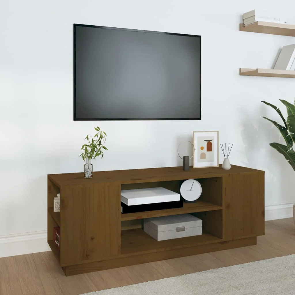 TV skrinka medovo-hnedá 110x35x40,5 cm masívna borovica