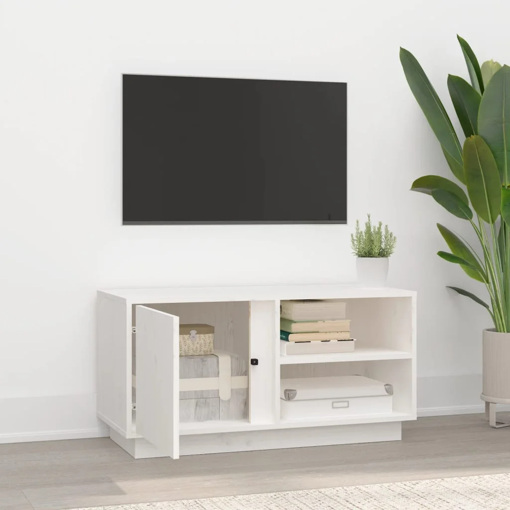 TV skrinka biela 80x35x40,5 cm masívna borovica