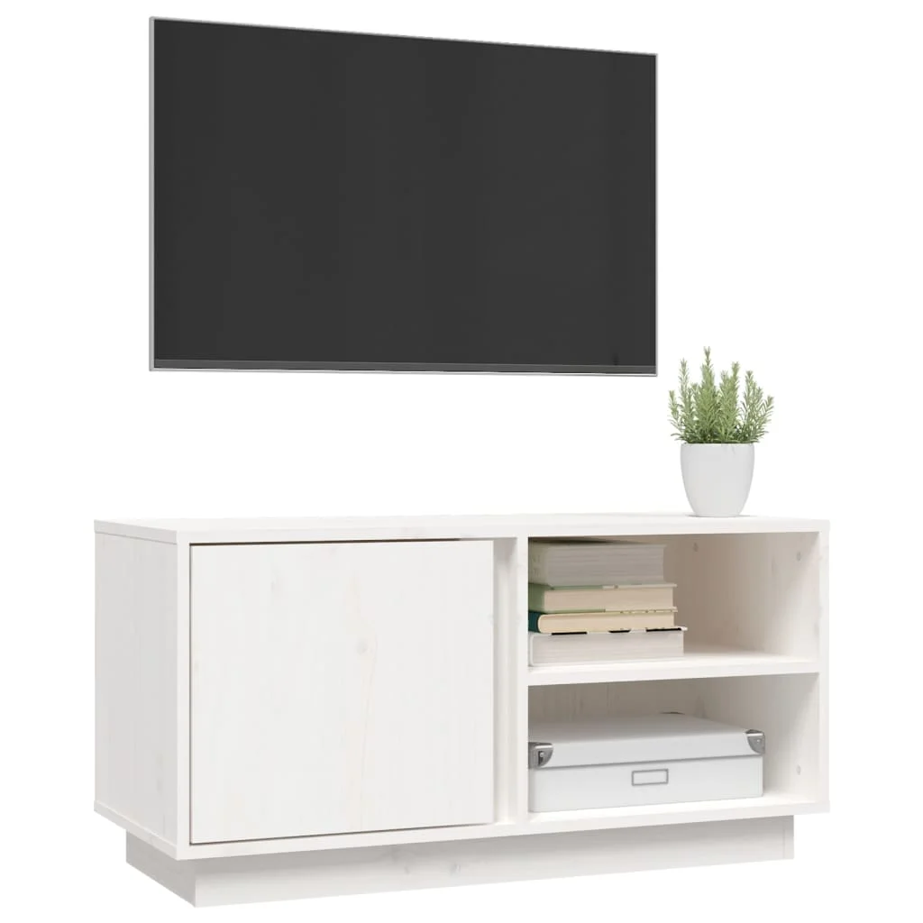 TV skrinka biela 80x35x40,5 cm masívna borovica