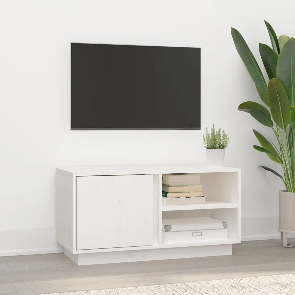 TV skrinka biela 80x35x40,5 cm masívna borovica