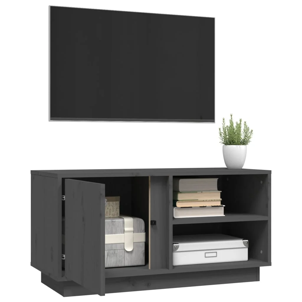 TV skrinka sivá 80x35x40,5 cm masívna borovica