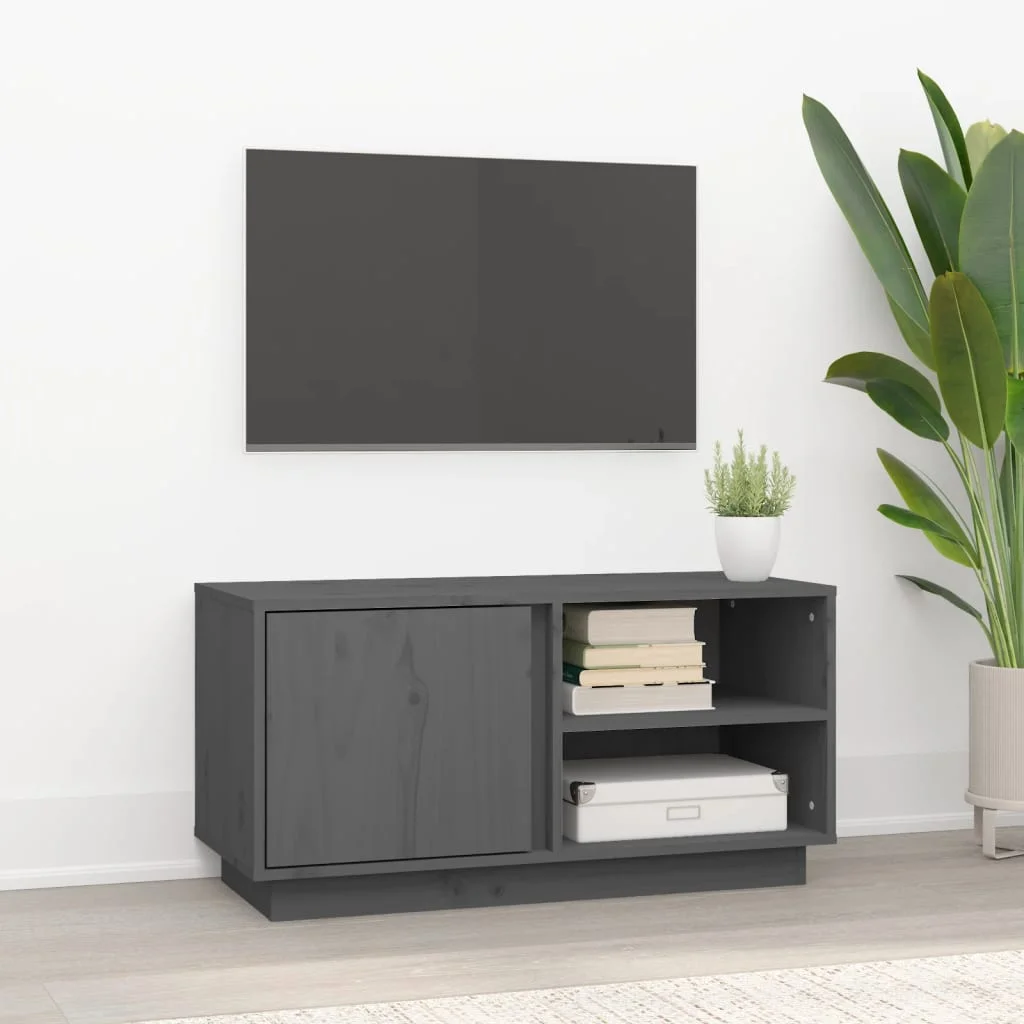 TV skrinka sivá 80x35x40,5 cm masívna borovica