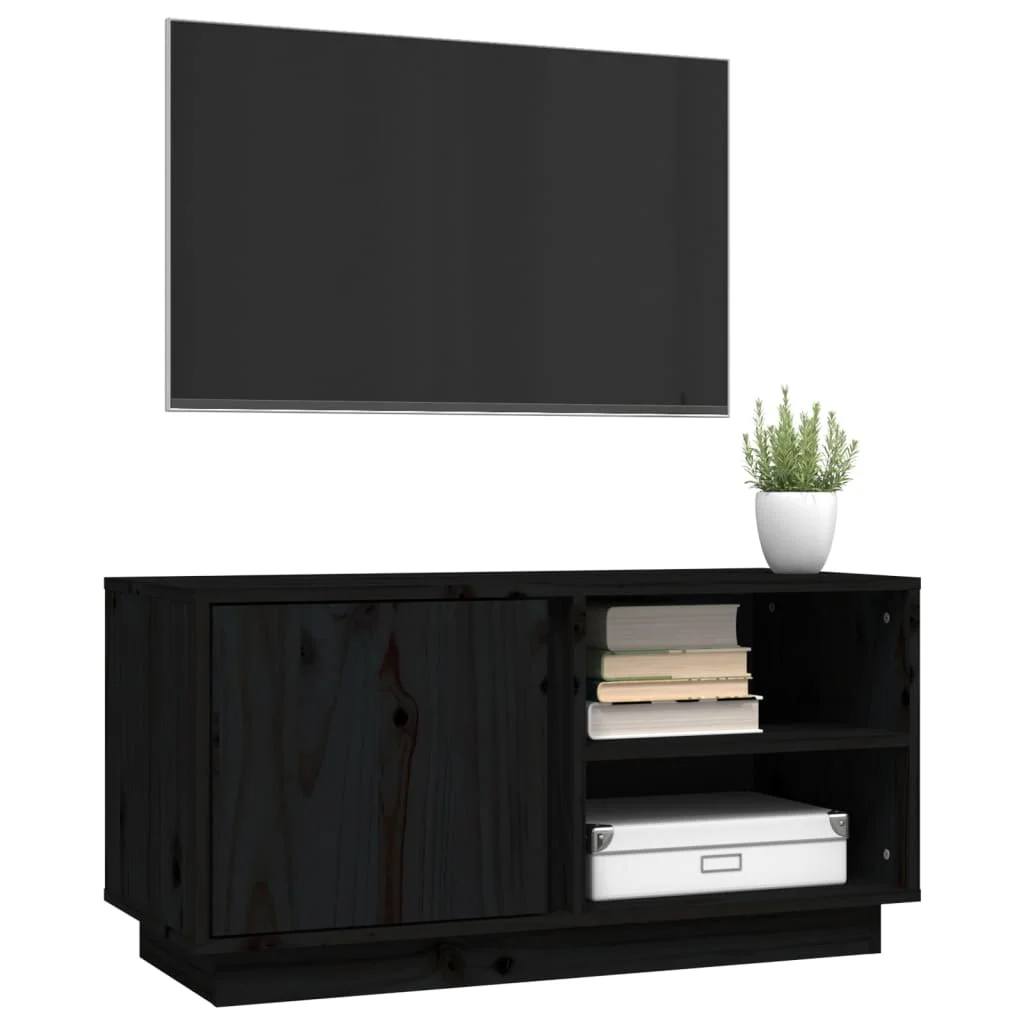 TV skrinka čierna 80x35x40,5 cm masívna borovica