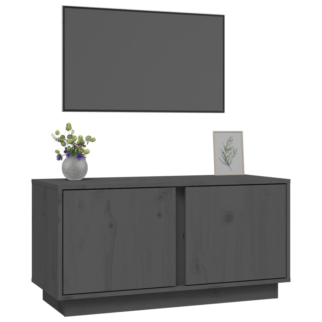 TV skrinka sivá 80x35x40,5 cm masívna borovica