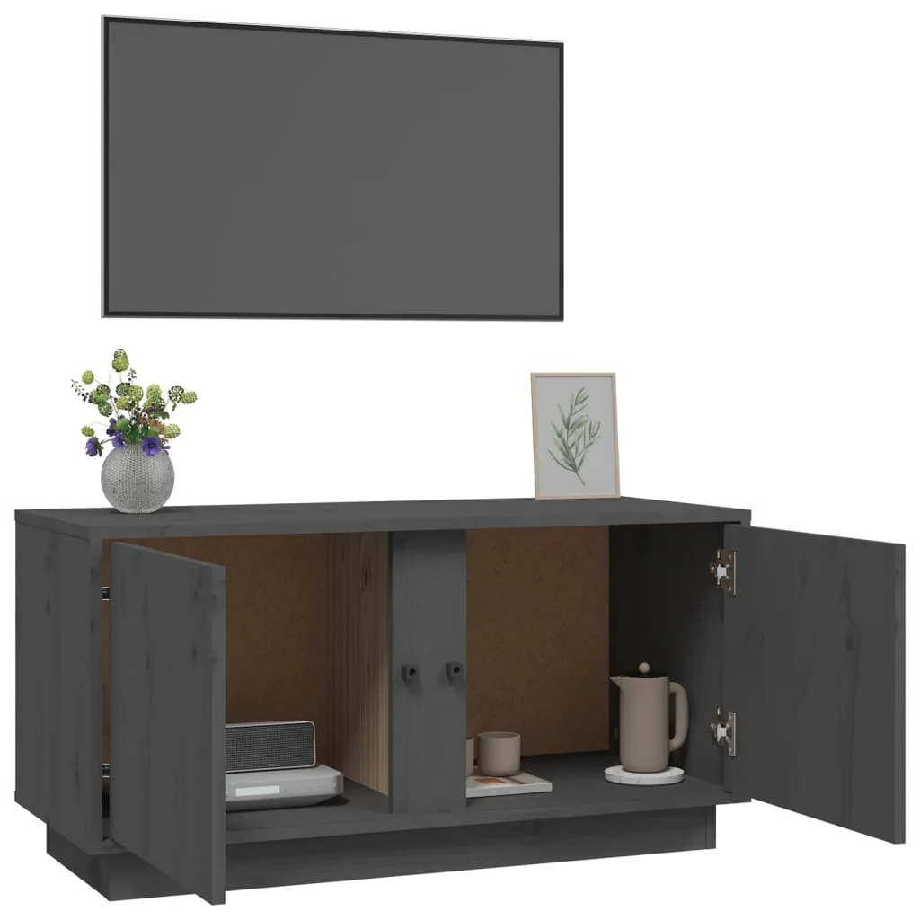TV skrinka sivá 80x35x40,5 cm masívna borovica