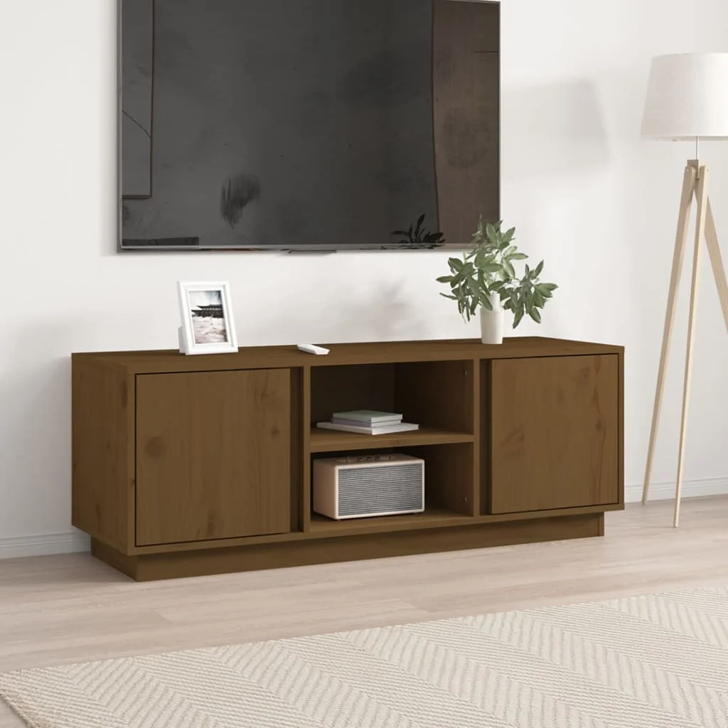 TV skrinka medovo-hnedá 110x35x40,5 cm masívna borovica
