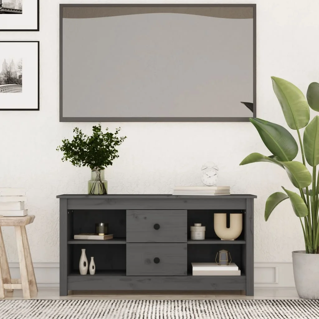 TV skrinka sivá 103x36,5x52 cm masívna borovica