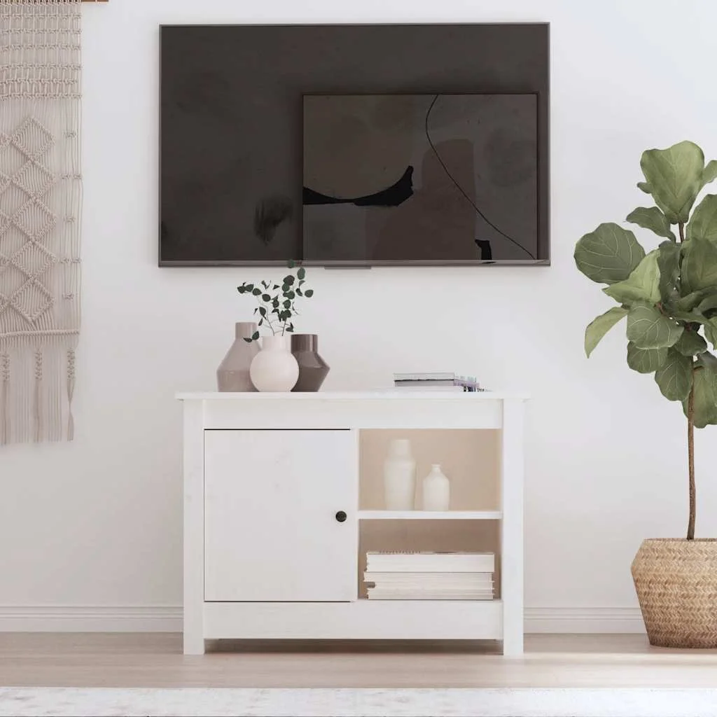 TV skrinka biela 70x36,5x52 cm masívna borovica