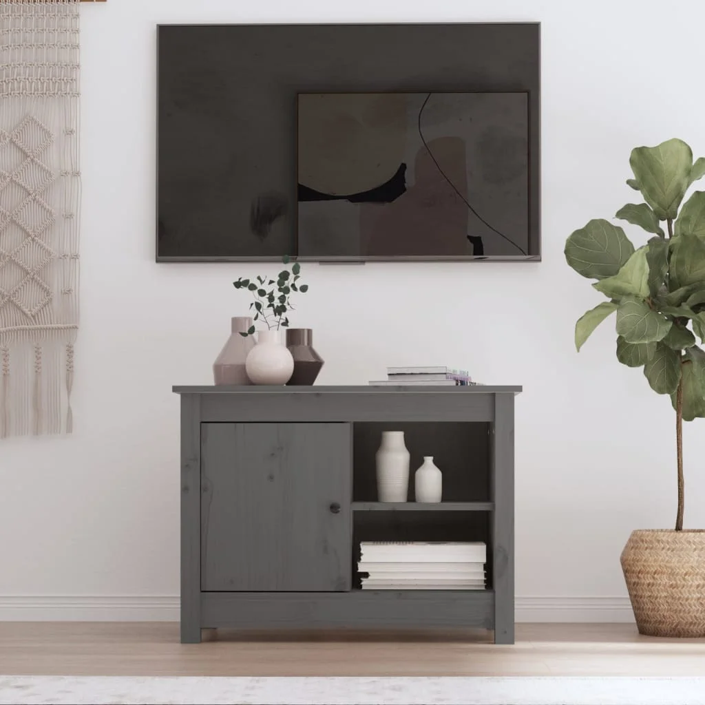 TV skrinka sivá 70x36,5x52 cm masívna borovica