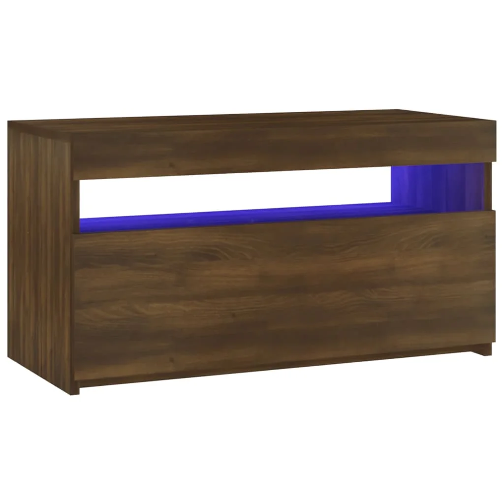 TV skrinka s LED svetlami hnedý dub 75x35x40 cm