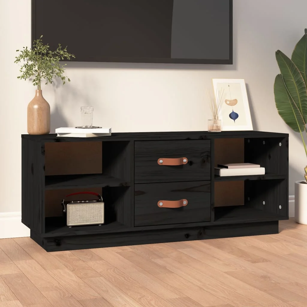 TV skrinka čierna 100x34x40 cm masívna borovica