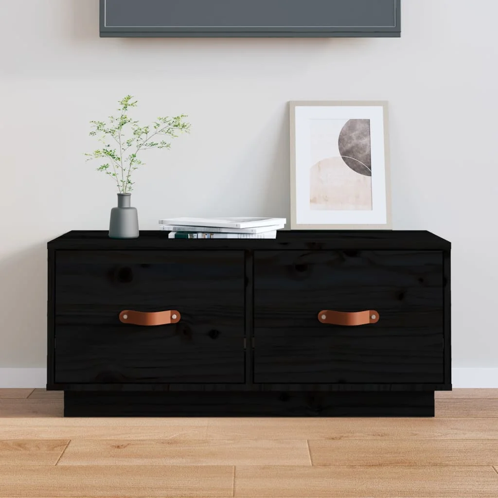 TV skrinka čierna 80x34x35 cm masívna borovica