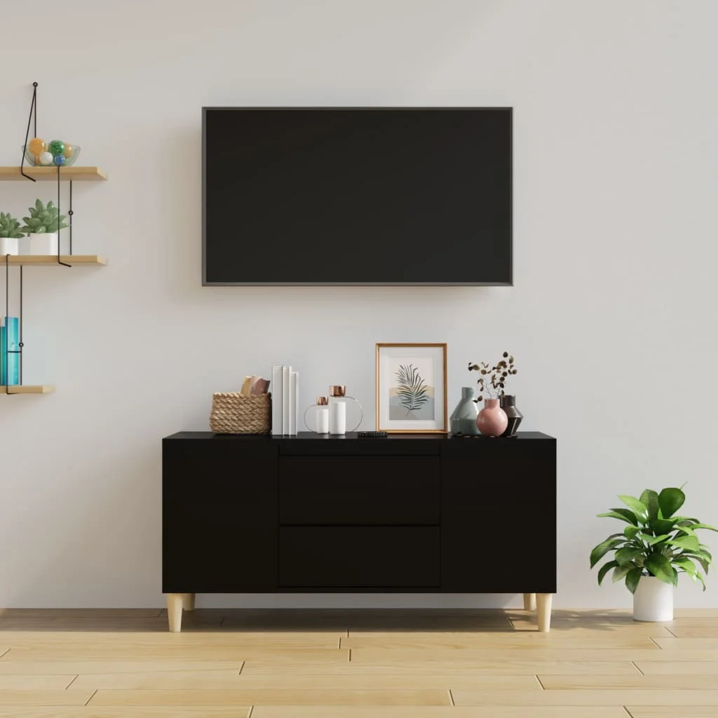 TV skrinka čierna 102x44,5x50 cm spracované drevo