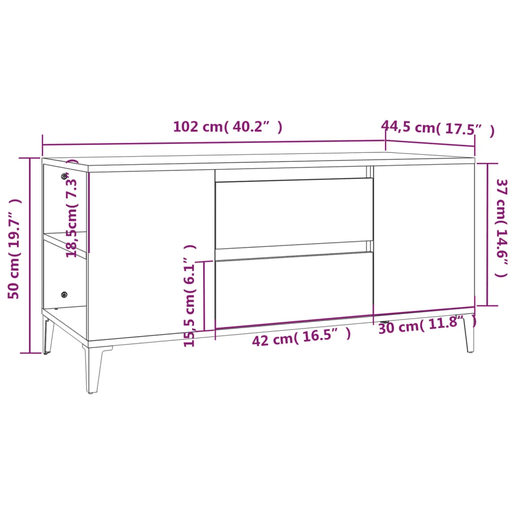 TV skrinka čierna 102x44,5x50 cm spracované drevo