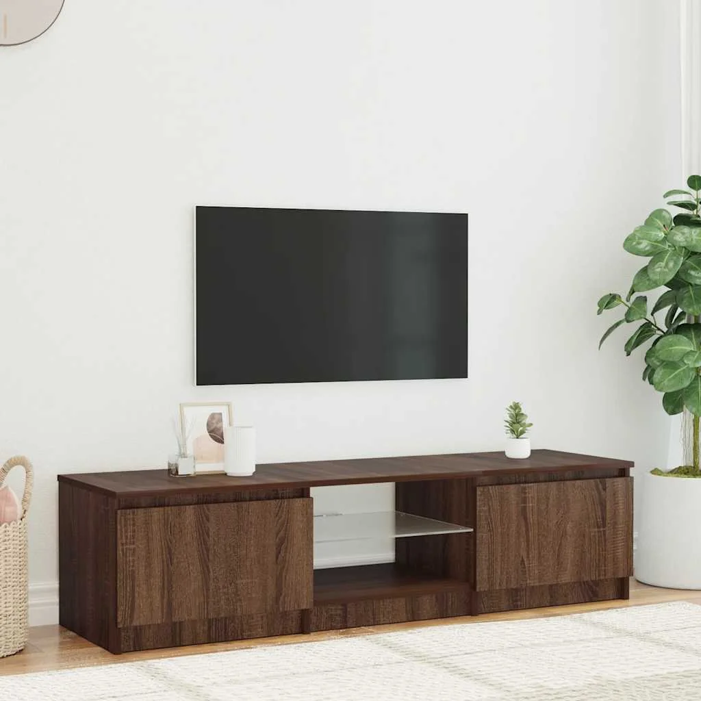 TV skrinka s LED svetlami hnedý dub 140x40x36 cm