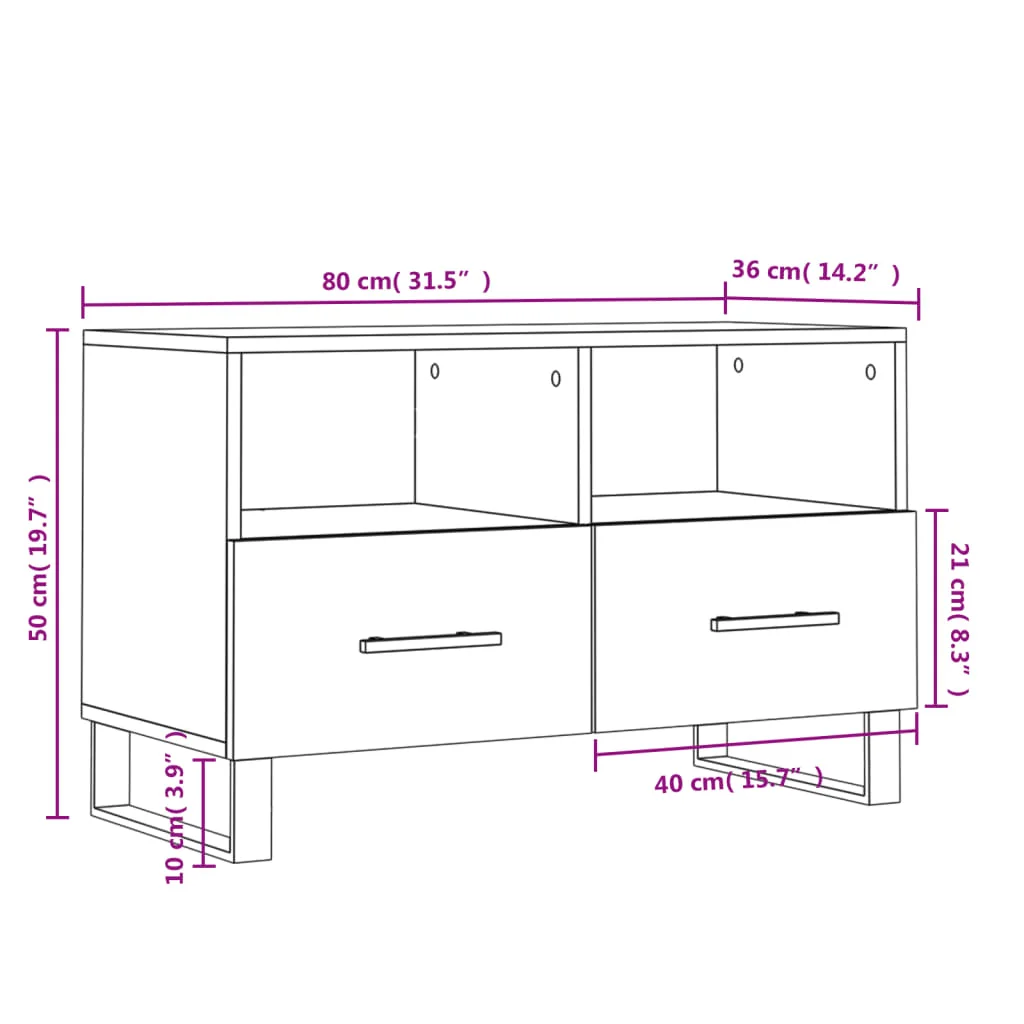 TV skrinka biela 80x36x50 cm spracované drevo