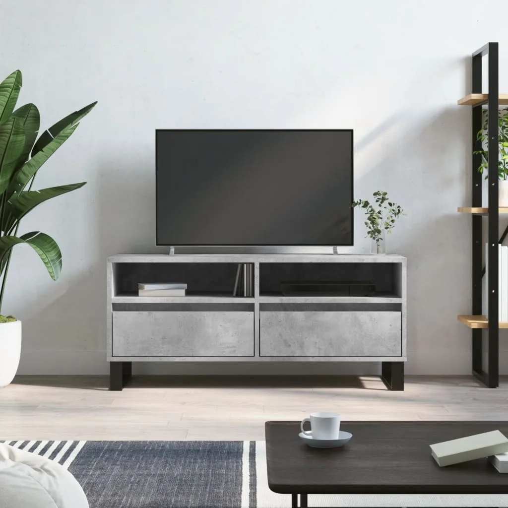 TV skrinka betónová sivá 100x34,5x44,5 cm spracované drevo