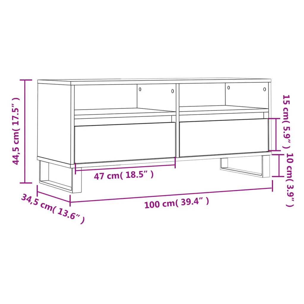 TV skrinka sivý dub sonoma 100x34,5x44,5 cm spracované drevo