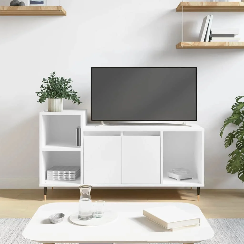 TV skrinka biela 100x35x55 cm spracované drevo