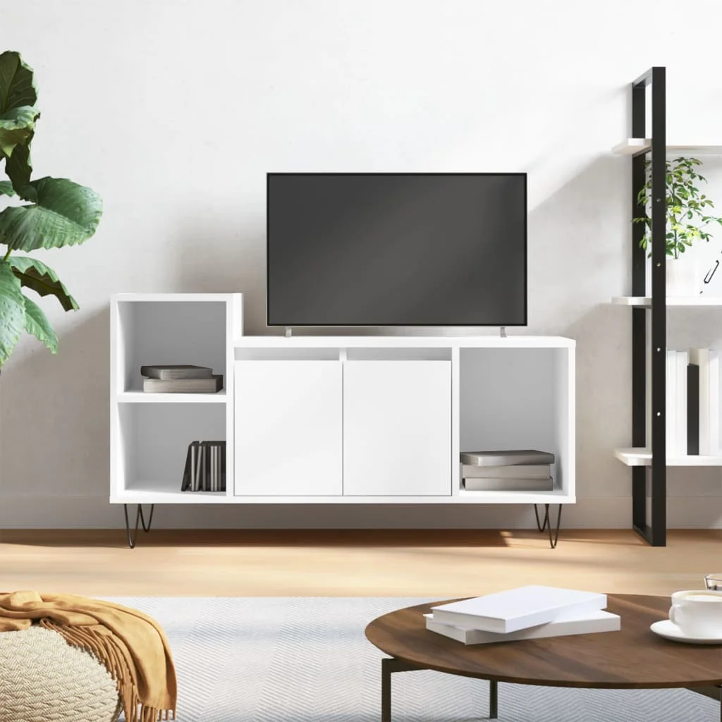 TV skrinka lesklá biela 100x35x55 cm spracované drevo
