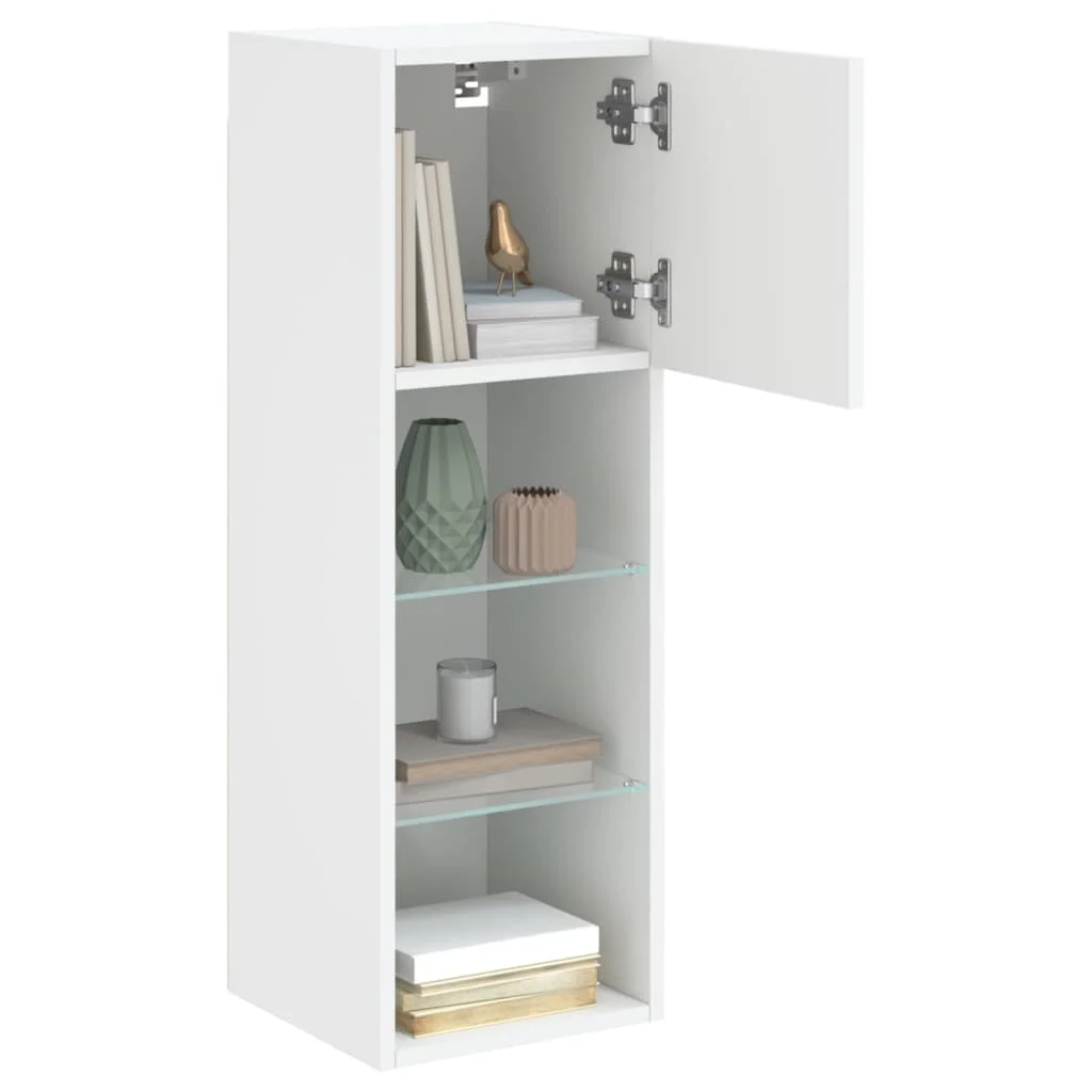 TV skrinka s LED svetlami biela 30,5x30x90 cm