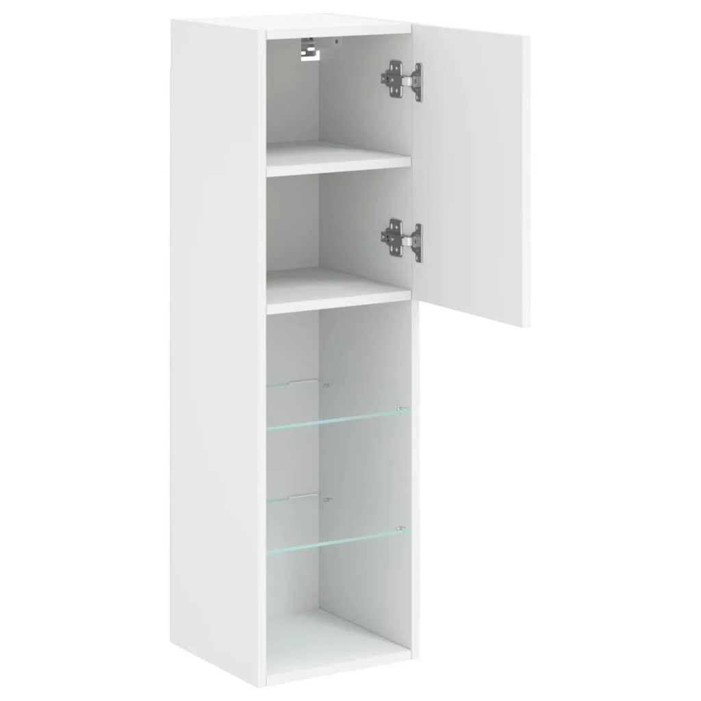 TV skrinka s LED svetlami biela 30,5x30x102 cm