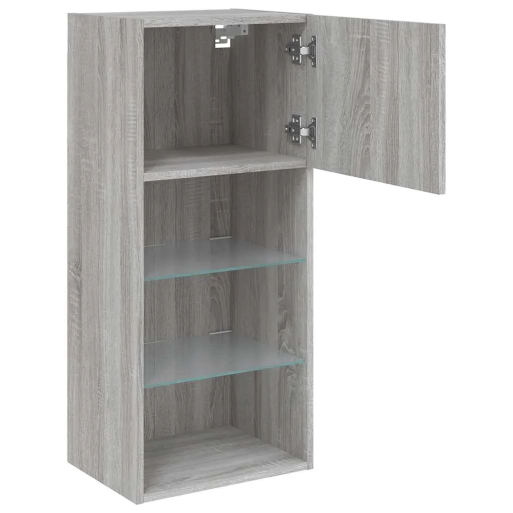 TV skrinka s LED svetlami sivá sonoma 40,5x30x90 cm