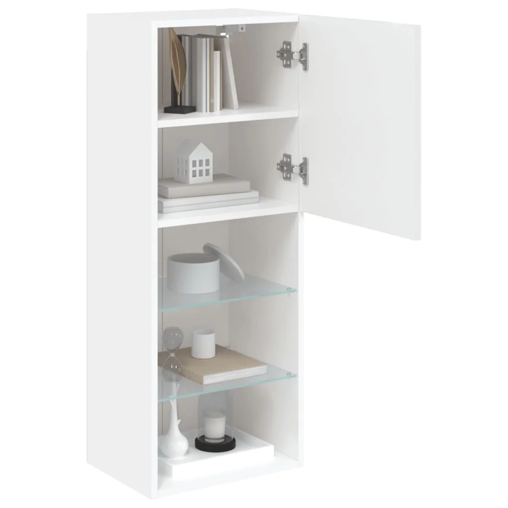 TV skrinka s LED svetlami biela 40,5x30x102 cm