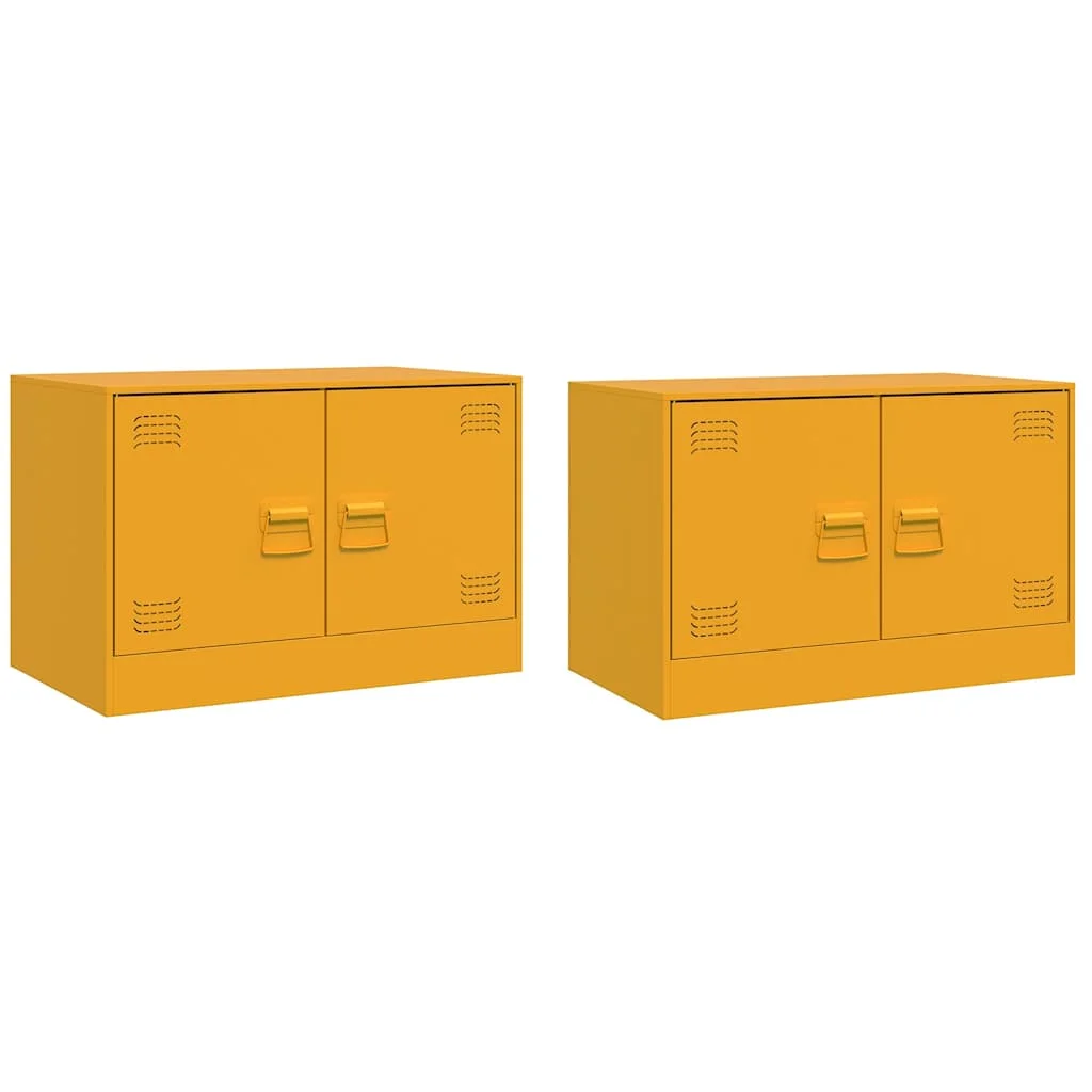 TV skrinky 2 ks horčicovo-žlté 67x39x44 cm oceľ