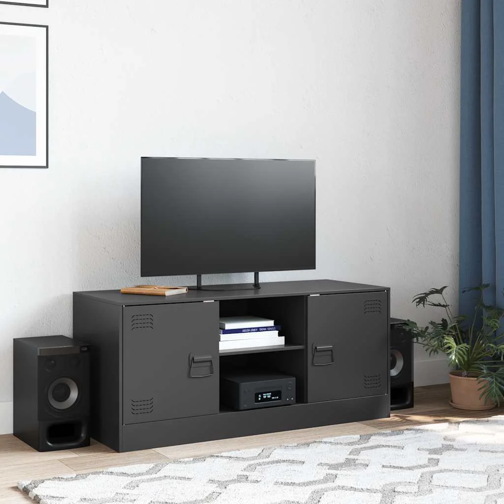 TV skrinka čierna 99x39x44 cm oceľ