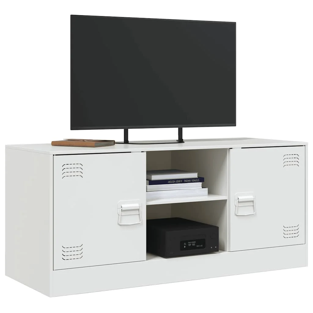 TV skrinka biela 99x39x44 cm oceľ