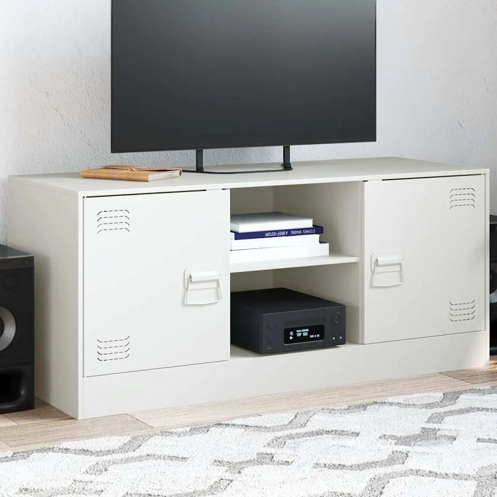 TV skrinka biela 99x39x44 cm oceľ
