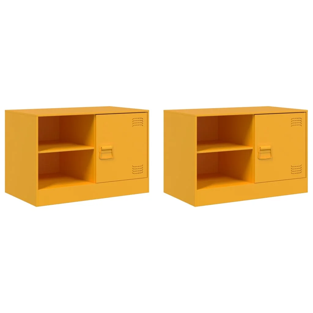 TV skrinky 2 ks horčicovo-žlté 67x39x44 cm oceľ