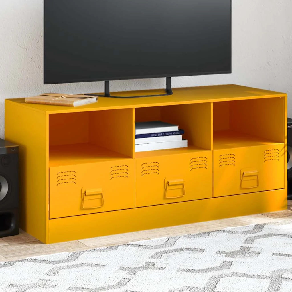 TV skrinka horčicovo-žltá 99x39x44 cm oceľ