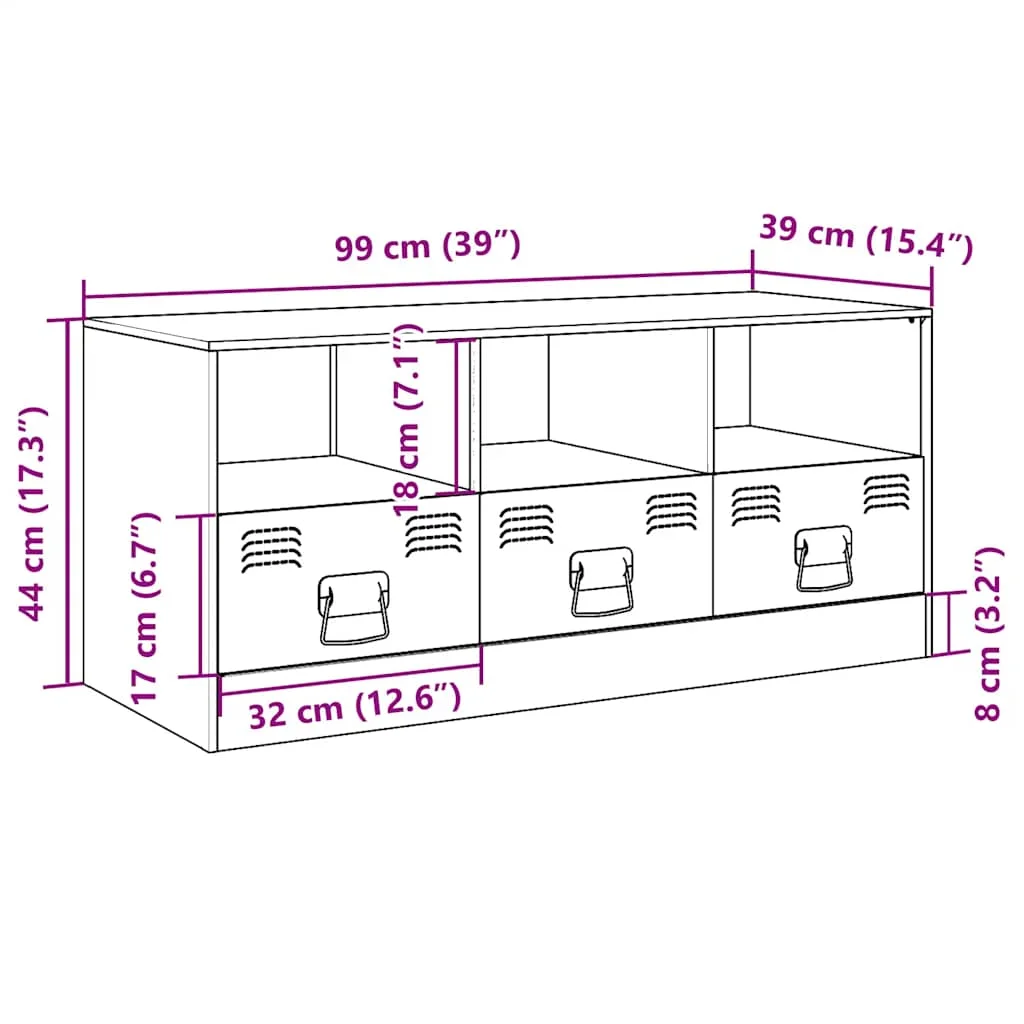 TV skrinka biela 99x39x44 cm oceľ