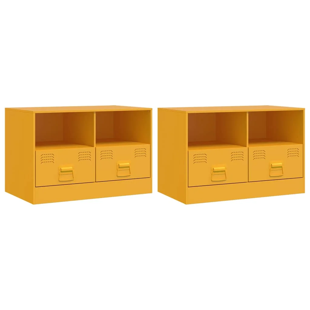 TV skrinky 2 ks horčicovo-žlté 67x39x44 cm oceľ
