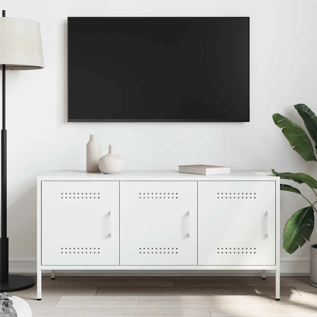 TV skrinka biela 100,5x39x50,5 cm oceľ