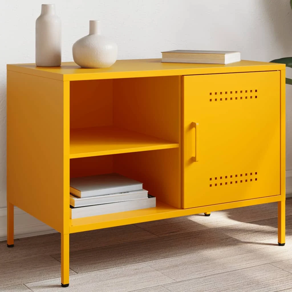 TV skrinka horčicovožltá 68x39x50,5 cm oceľ