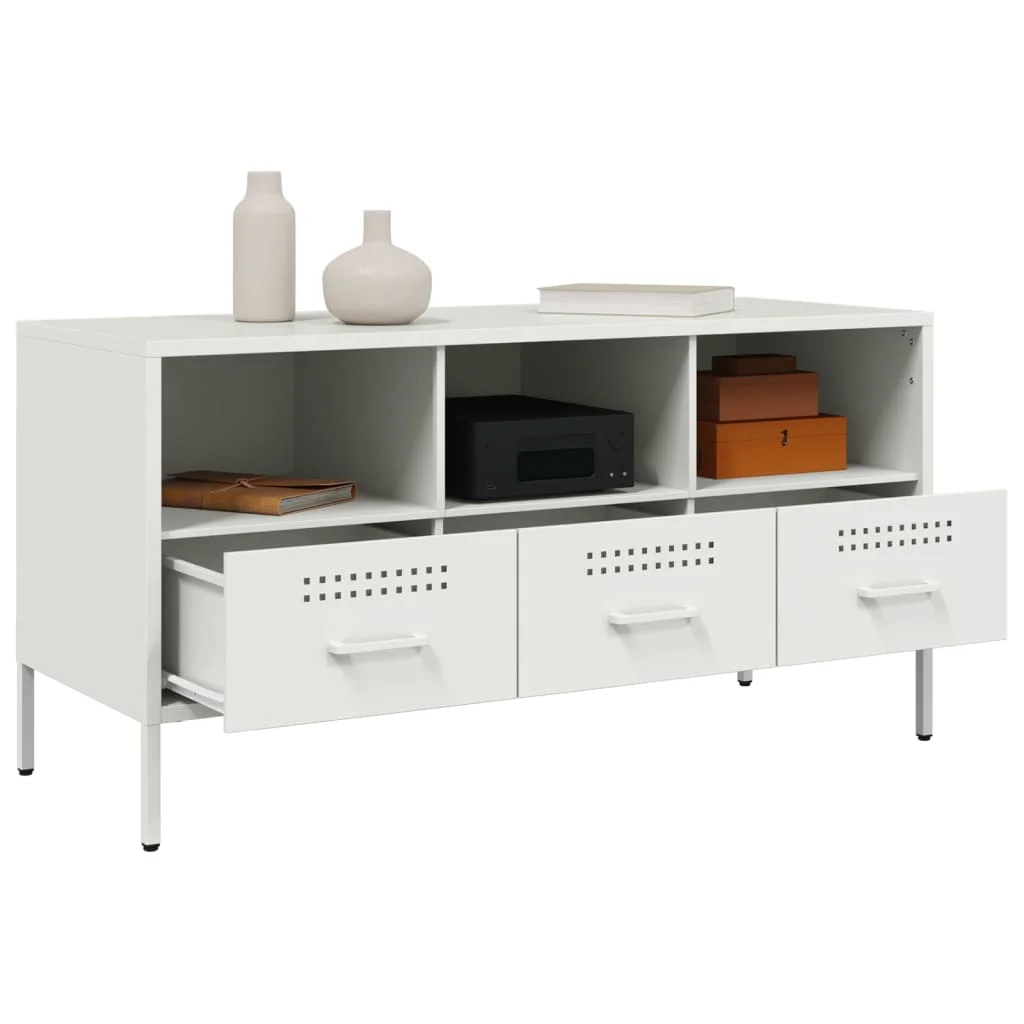 TV skrinka biela 100,5x39x50,5 cm oceľ