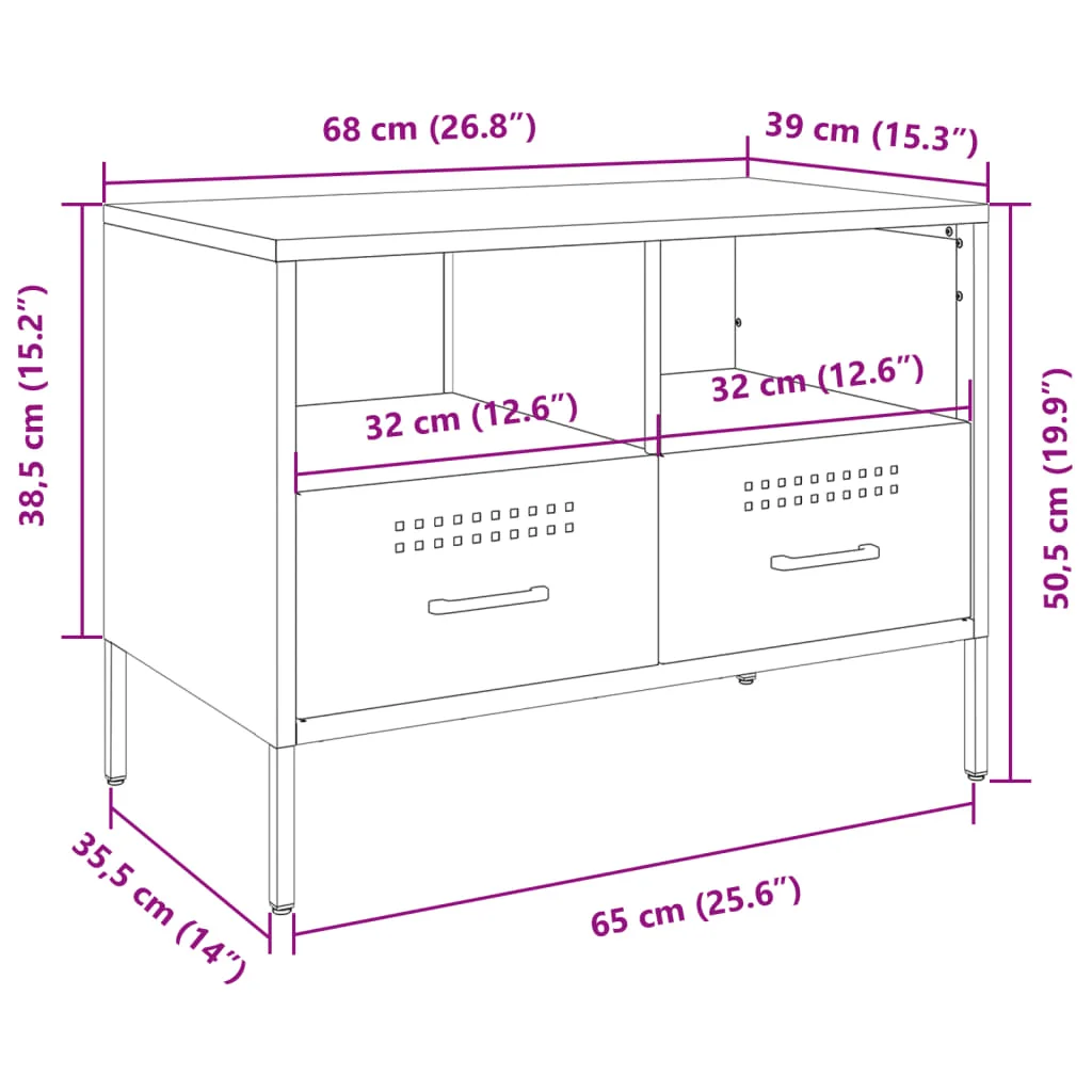 TV skrinka horčicovožltá 68x39x50,5 cm oceľ