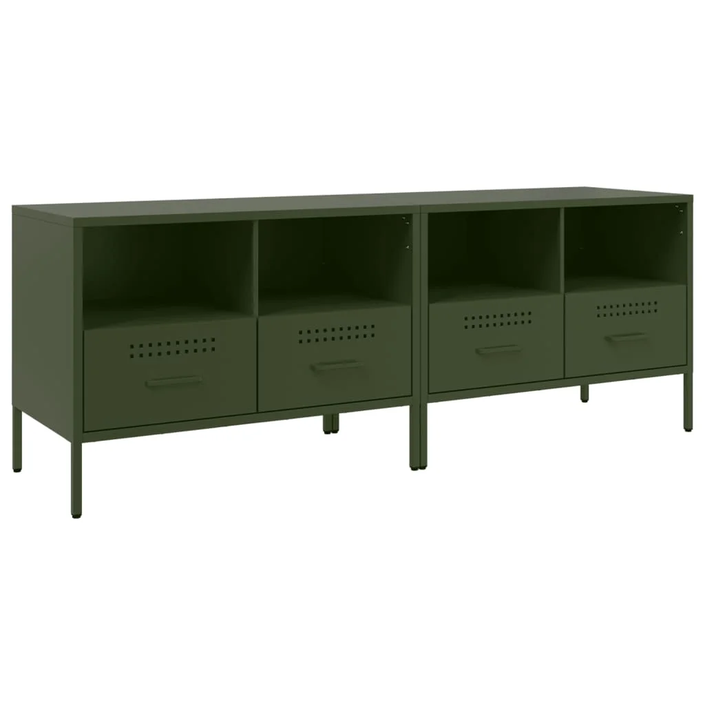 TV skrinky 2 ks olivovo-zelené 68x39x50,5 cm oceľ