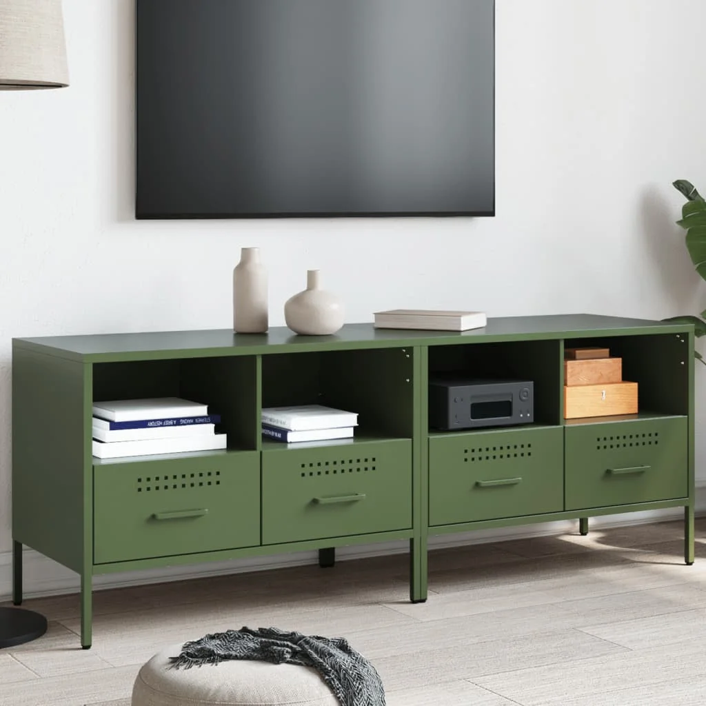 TV skrinky 2 ks olivovo-zelené 68x39x50,5 cm oceľ
