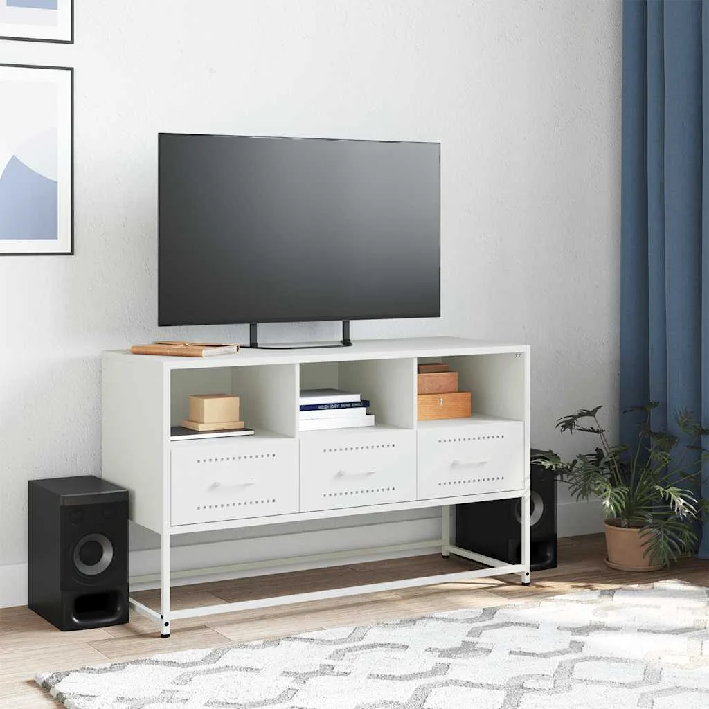 TV skrinka biela 100,5x39x60,5 cm oceľ