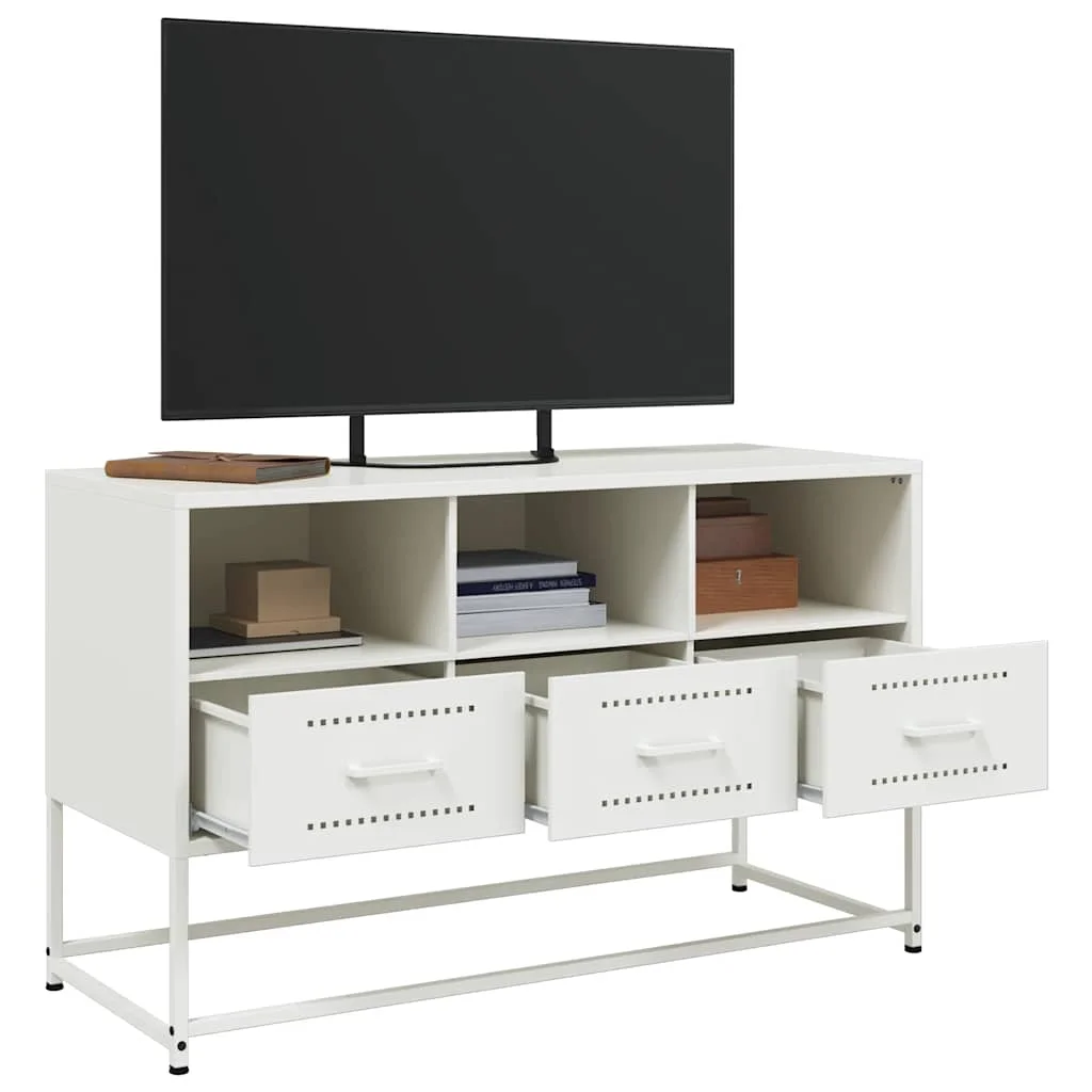 TV skrinka biela 100,5x39x60,5 cm oceľ